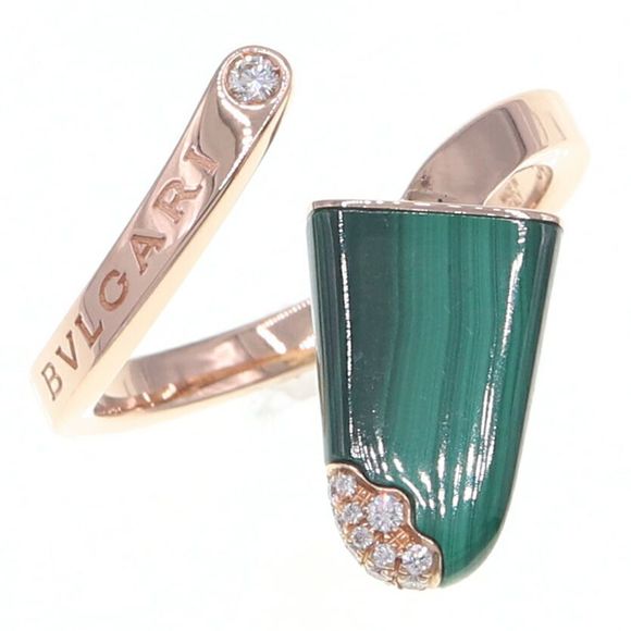 BVLGARI Handbags - Bvlgari Gelati Diamond Malachite Au750 PG Ring Size 53